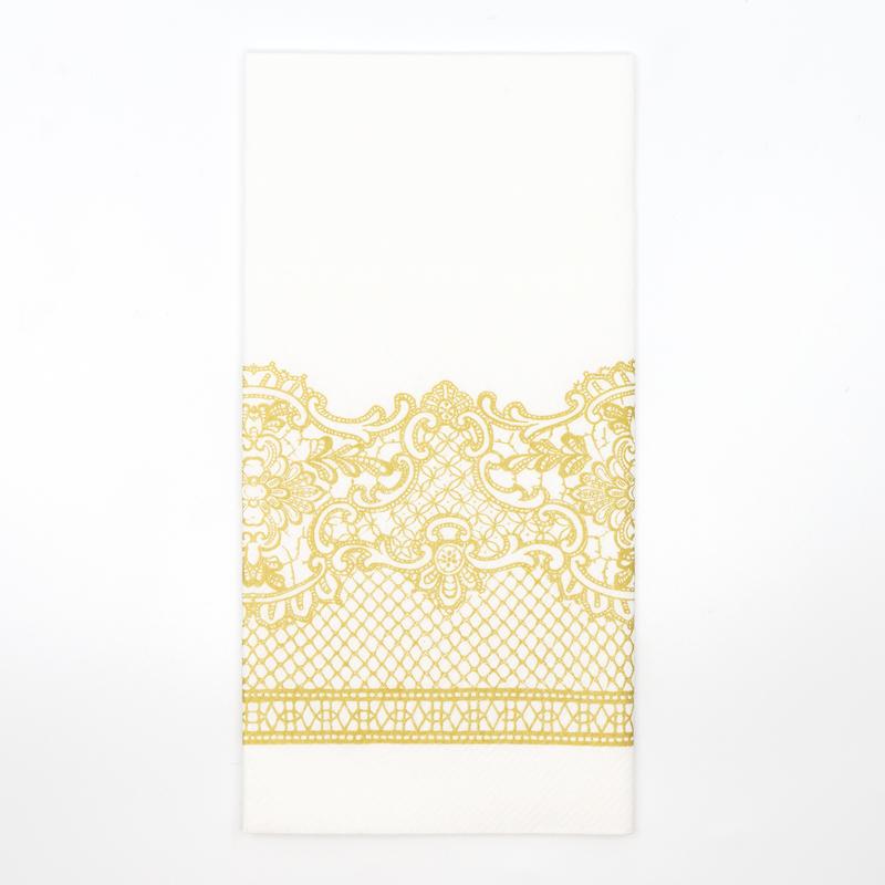 Textilhatású 1/8 hajtású evőeszköztartós szalvéta Royal Lace-arany-ADP000200