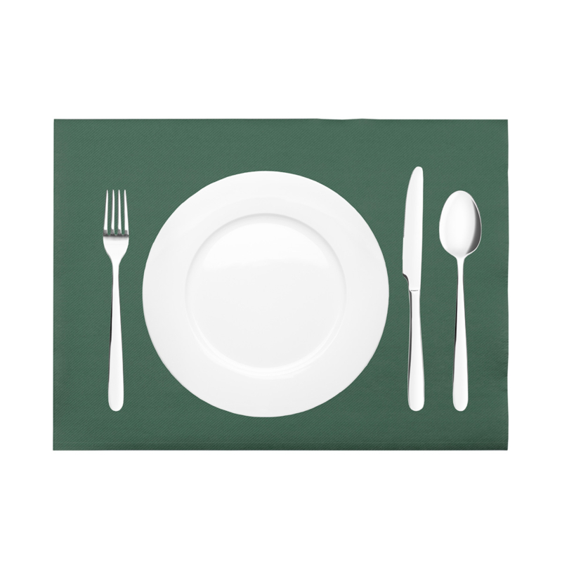 Textilhatású egyszínű tányéralátét 30x40 zöld