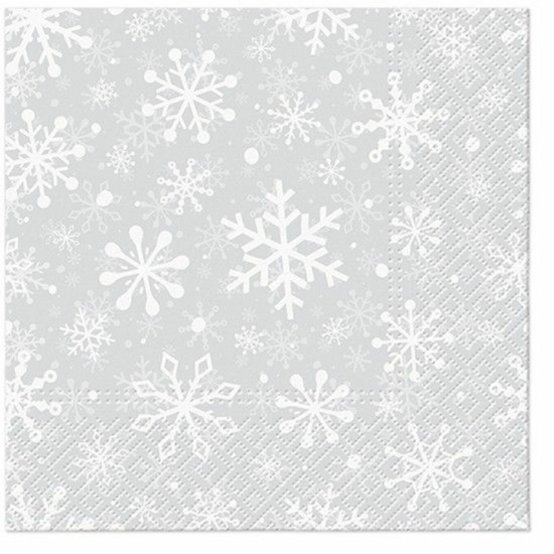 Karácsonyi papírszalvéta 33x33 cm hópelyhek 