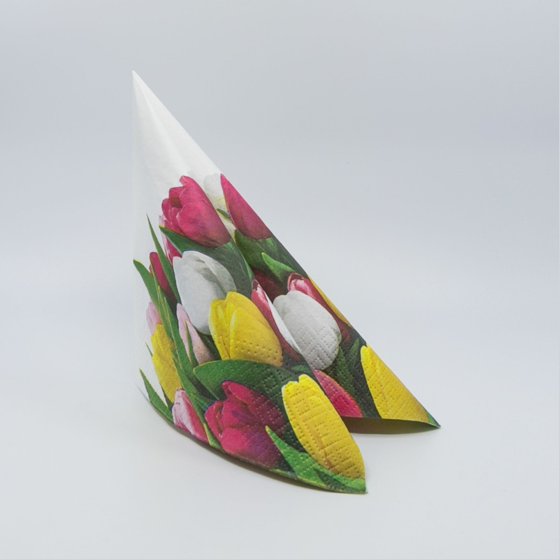 Tulipáncsokor papírszalvéta 33x33 cm 3 rétegű