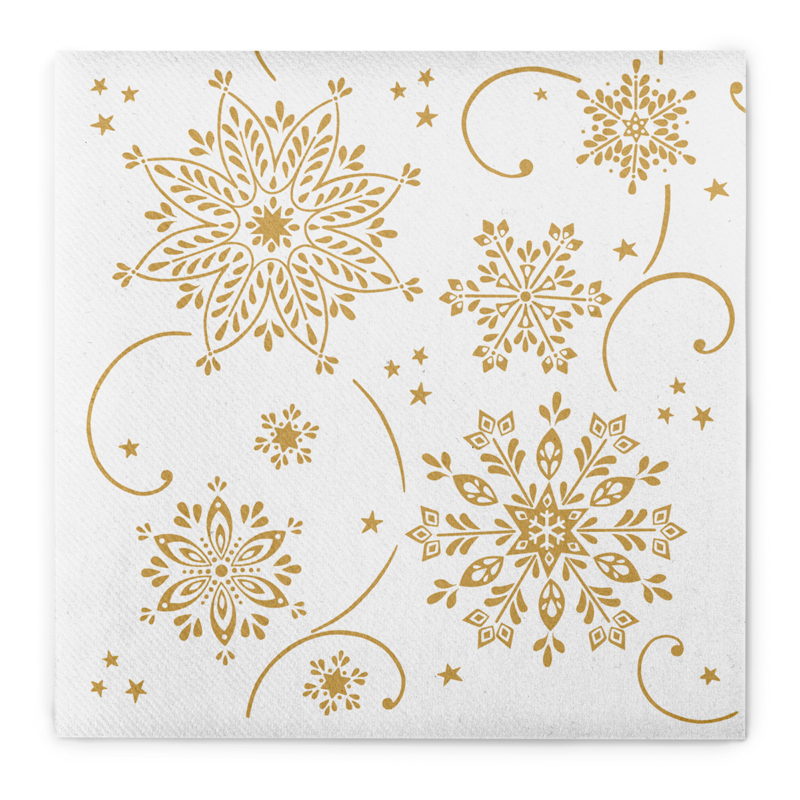 Karácsonyi textilhatású szalvéta 40x40 Cristal fehér-arany