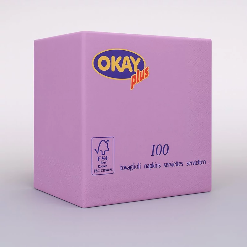 Okay Koktélszalvéta 25x25 cm lila, 100 db/csomag