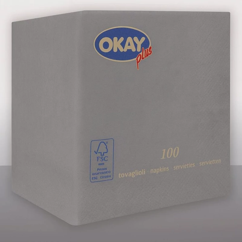 Okay Koktélszalvéta 25x25 cm szürke 100 db/csomag