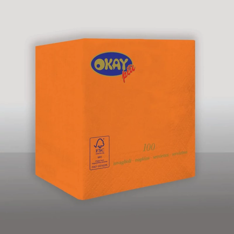 Okay Koktélszalvéta 25x25 cm mandarin, 100 db/csomag