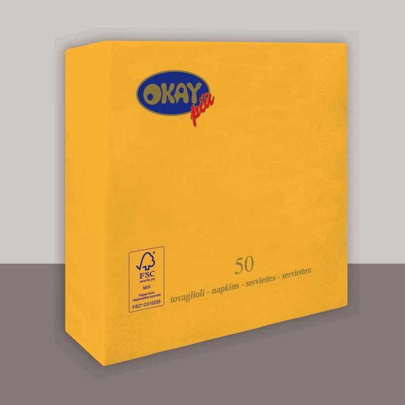 Okay tissue szalvéta 40x40 cm-es 2 rétegű napsárga