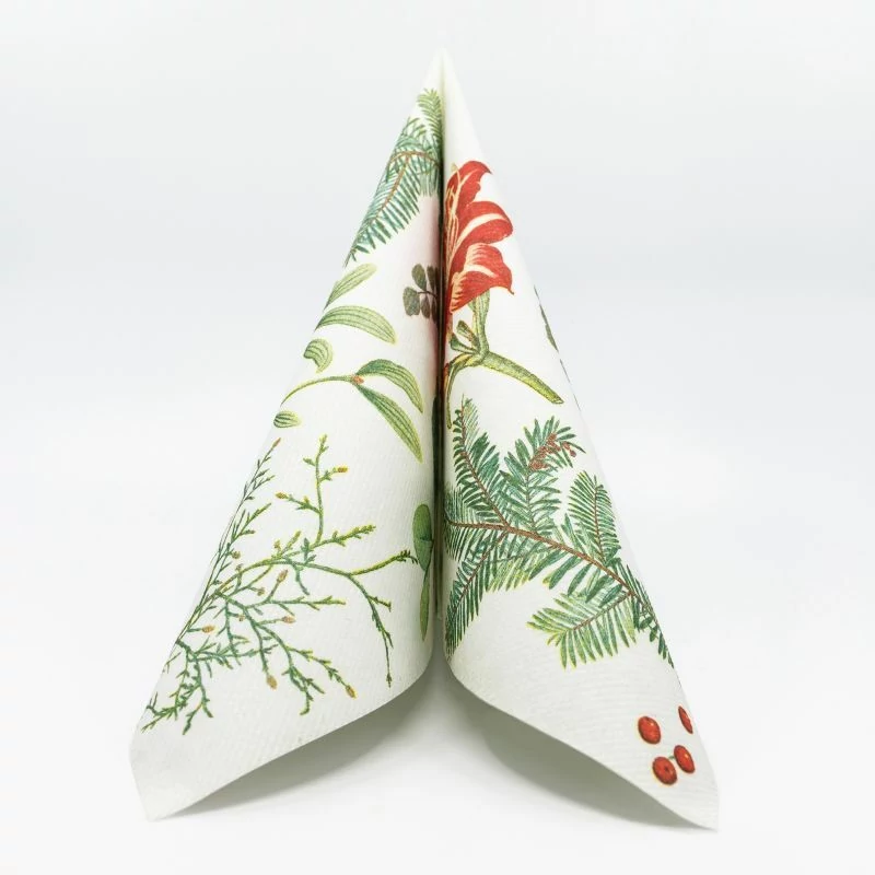 Karácsonyi papírszalvéta 33x33 cm Amaryllis - zöld, 100 db/csomag