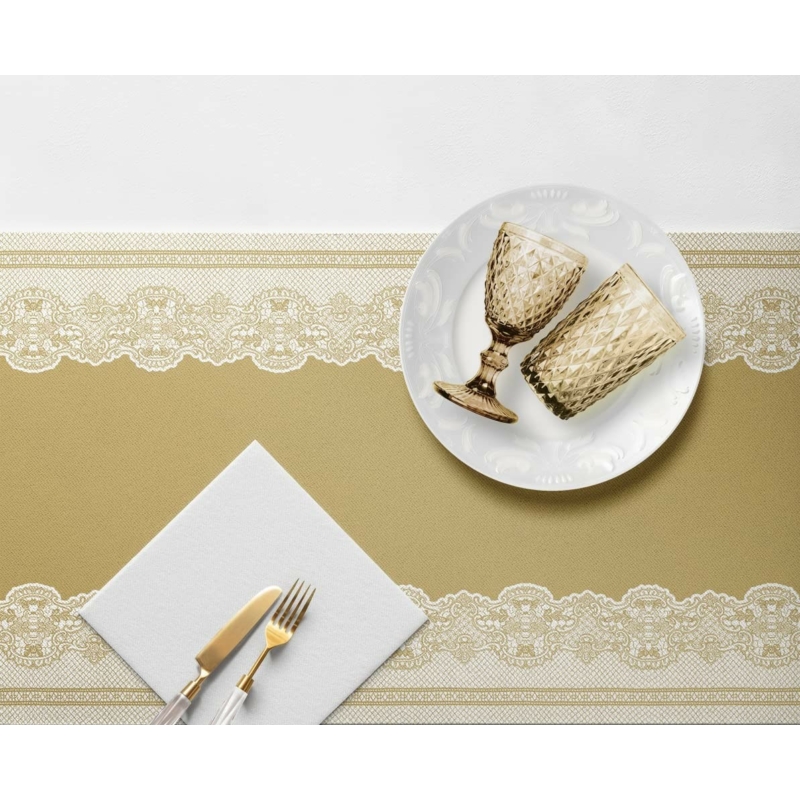 Asztali futó 40 cm x 24 m textilhatású Royal Lace - arany