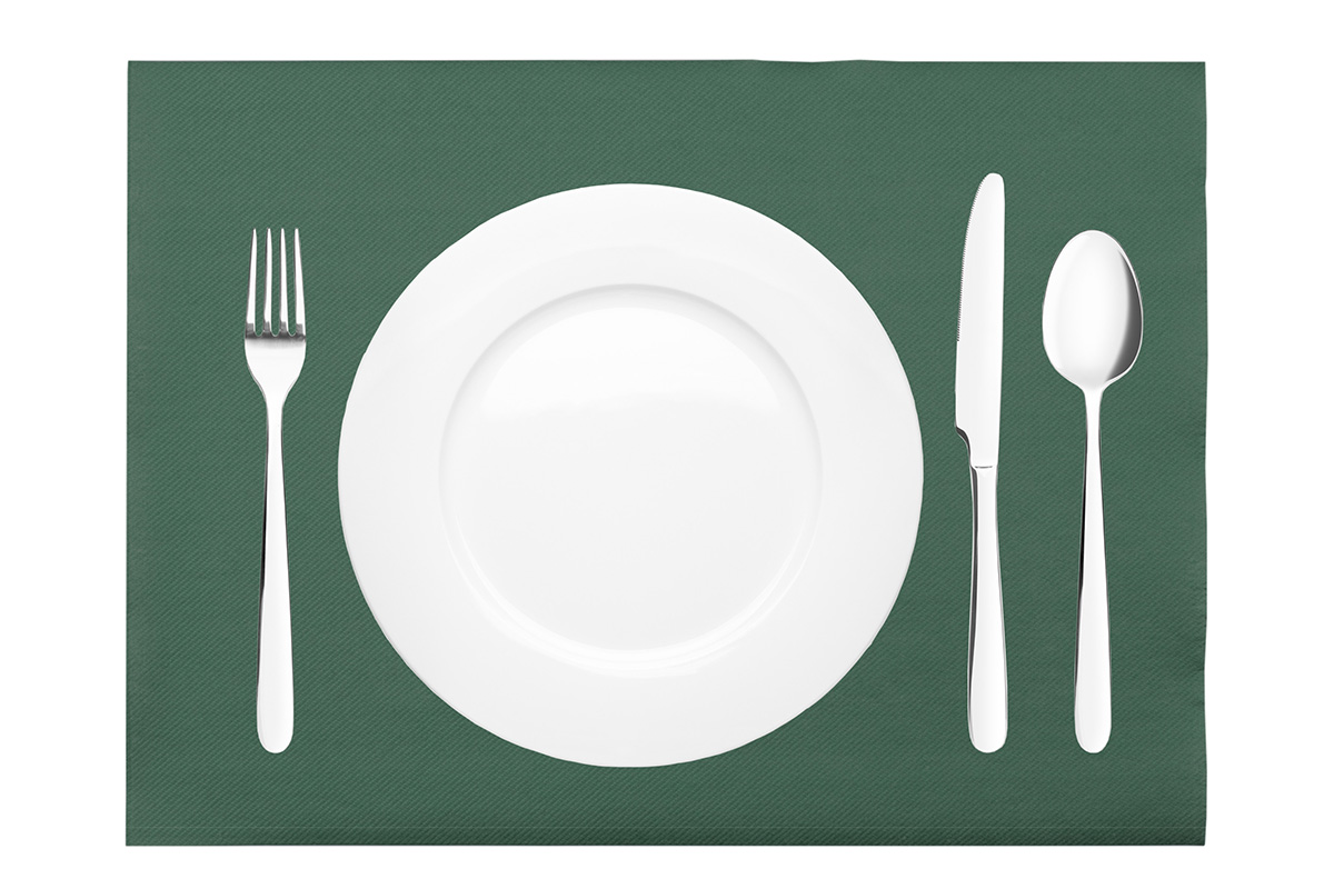 Textilhatású egyszínű tányéralátét 30x40 cm zöld 250 db