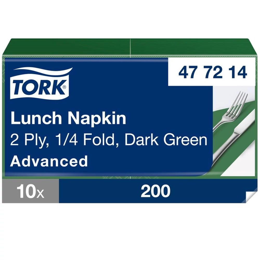 Tork papírszalvéta 2 rétegű 33x33 cm 1/4 hajtású 200 lap/csomag - sötétzöld